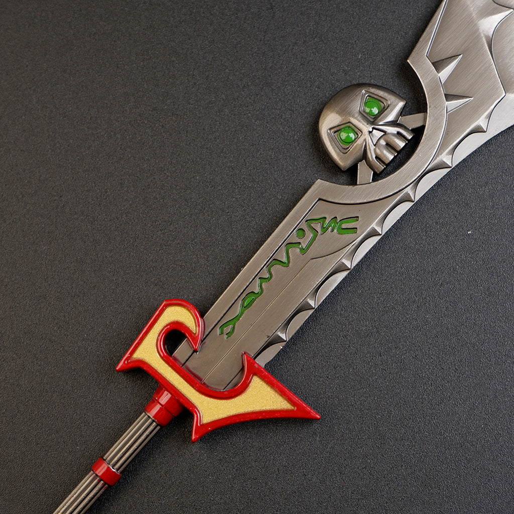 World of Warcraft Corrupted Ashbringer 22cm Metal Keychain – Zinc Alloy Skull Pommel Green Rune Greatsword Collectible