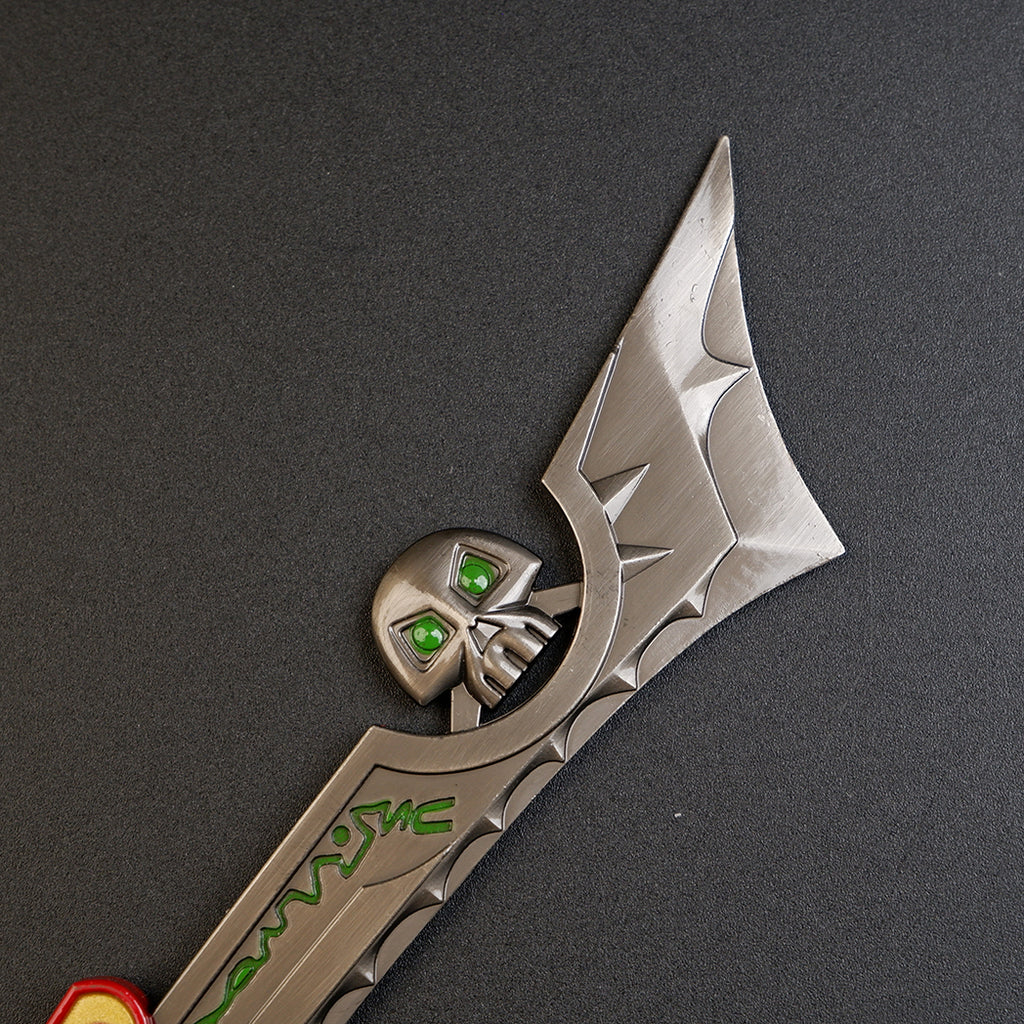 World of Warcraft Corrupted Ashbringer 22cm Metal Keychain – Zinc Alloy Skull Pommel Green Rune Greatsword Collectible