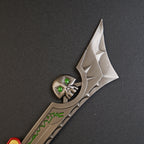 World of Warcraft Corrupted Ashbringer 22cm Metal Keychain – Zinc Alloy Skull Pommel Green Rune Greatsword Collectible