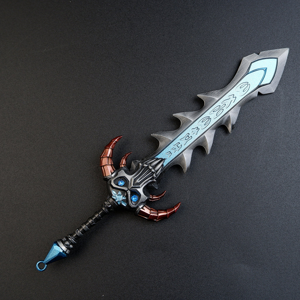 World of Warcraft Frostmourne 22cm Metal Replica – Zinc Alloy Lich King Arthas Blue Rune Greatsword Collectible