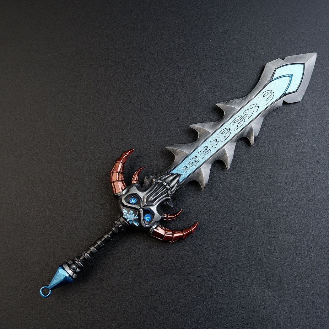 World of Warcraft Frostmourne 22cm Metal Replica – Zinc Alloy Lich King Arthas Blue Rune Greatsword Collectible