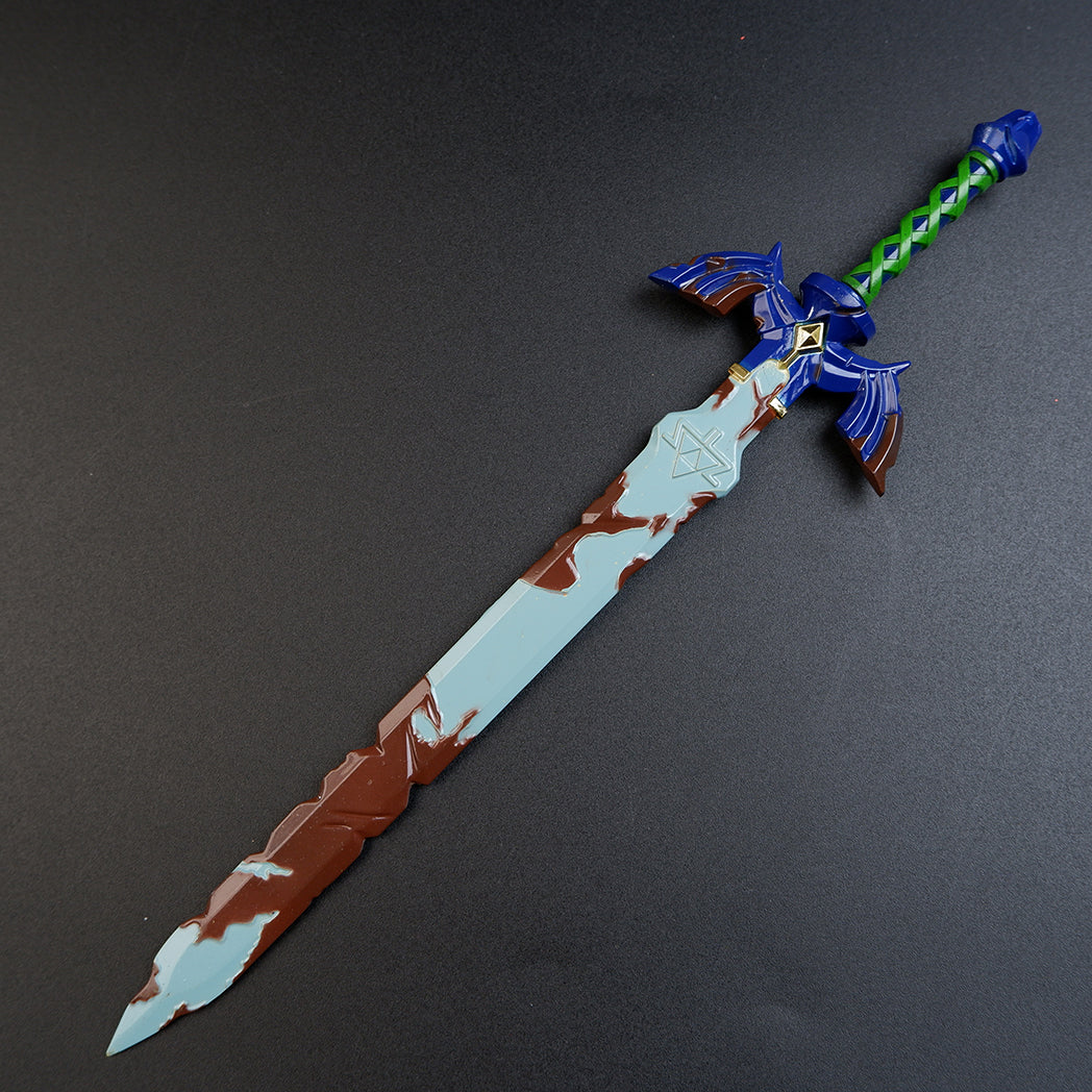 The Legend of Zelda Tears of the Kingdom Decayed Master Sword Metal Replica with Display Base - 8.7" Corrupted Broken Broken Blade Toy Model Figure for Gamers
