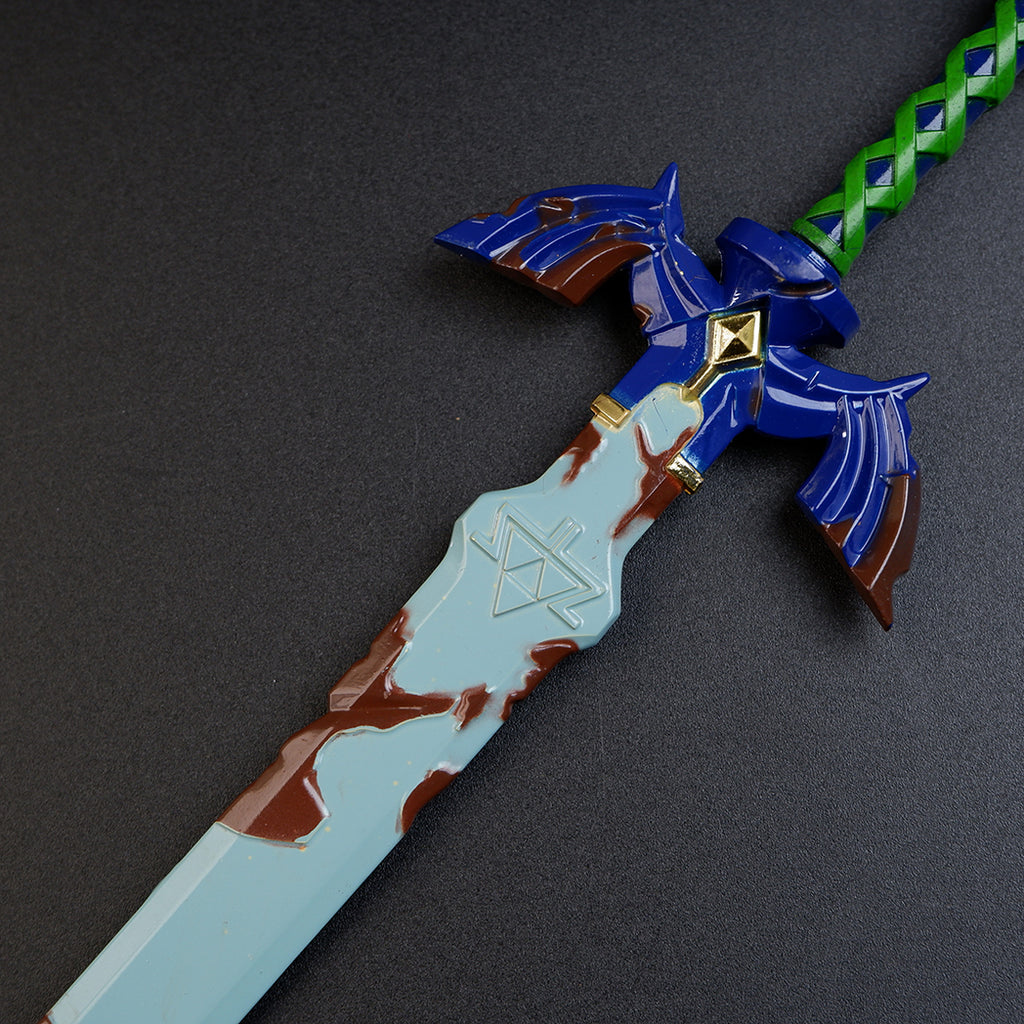 The Legend of Zelda Tears of the Kingdom Decayed Master Sword Metal Replica with Display Base - 8.7" Corrupted Broken Broken Blade Toy Model Figure for Gamers