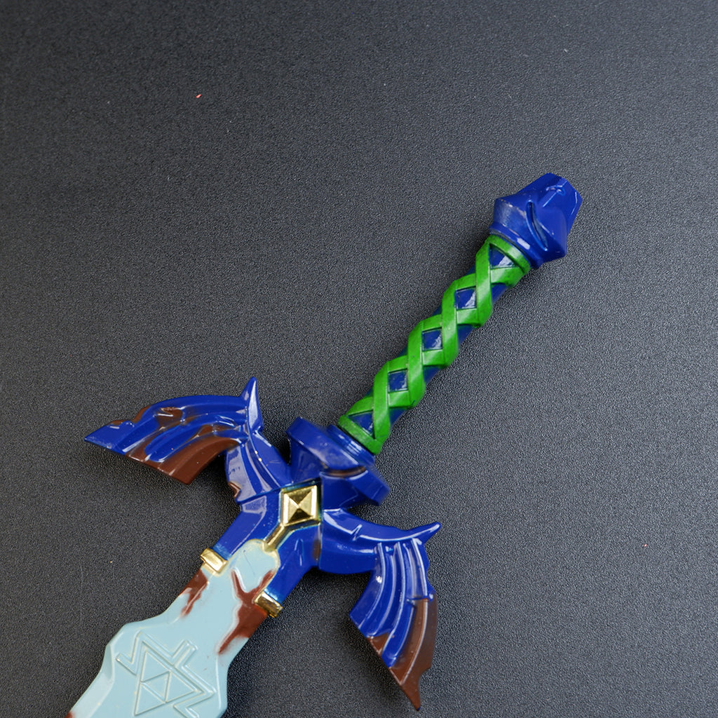 The Legend of Zelda Tears of the Kingdom Decayed Master Sword Metal Replica with Display Base - 8.7" Corrupted Broken Broken Blade Toy Model Figure for Gamers