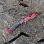 Valorant Inspired Mecha Red Tactical Folding Knife – Crimson Serrated Blade Cyberpunk EDC Collector Prop