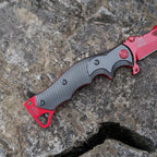 Valorant Inspired Mecha Red Tactical Folding Knife – Crimson Serrated Blade Cyberpunk EDC Collector Prop