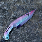 CS2 CS:GO Fade Style Folding Knife – Rainbow Chroma Iridescent Blade 3D Geometric Matrix EDC Collector Prop