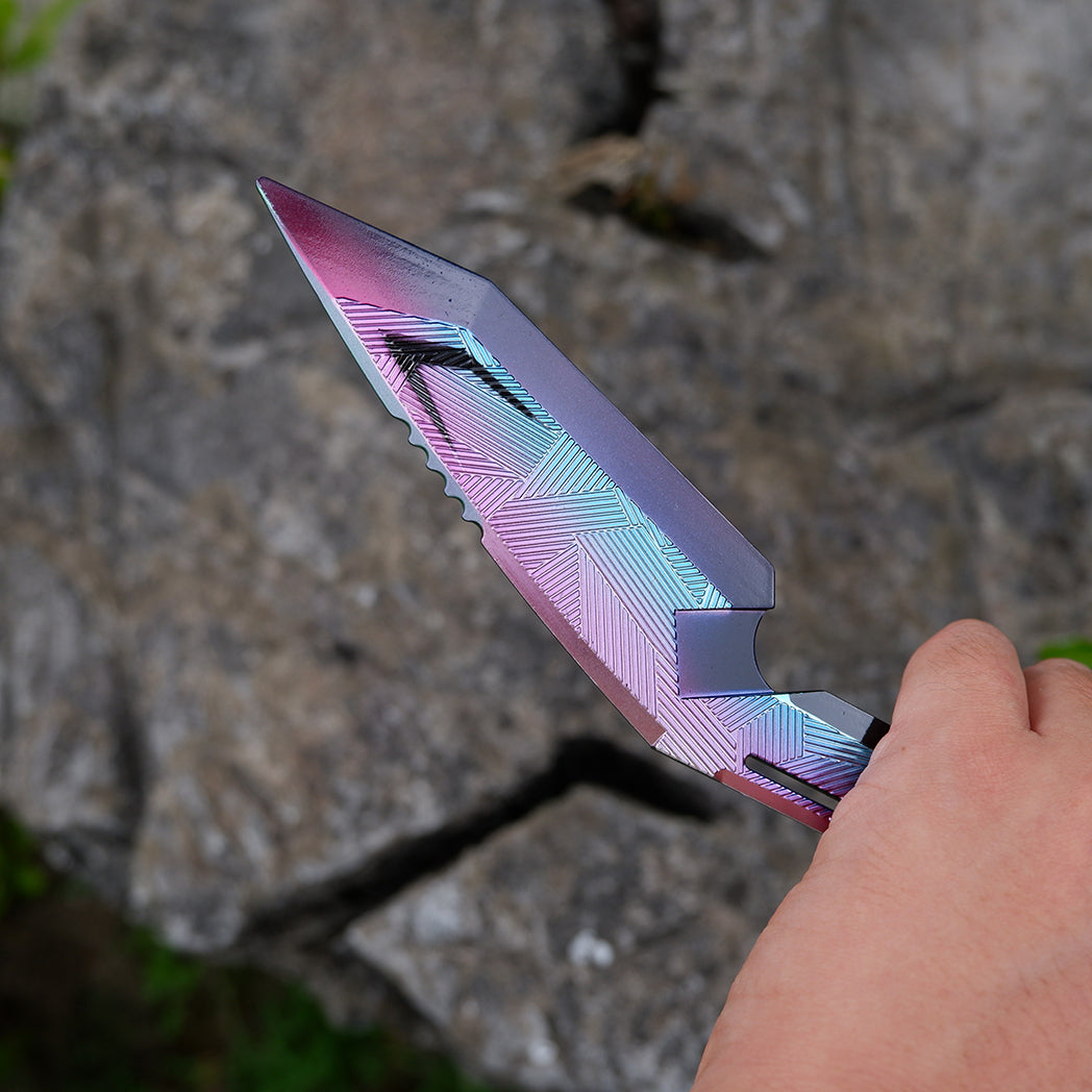 CS2 CS:GO Fade Style Folding Knife – Rainbow Chroma Iridescent Blade 3D Geometric Matrix EDC Collector Prop
