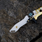 Valorant Sovereign Folding Pocket Knife – Luxury Mirror Gold & White Tactical EDC Collectible Toy Model with Spinning Energy Core