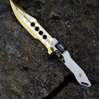 Valorant Sovereign Folding Pocket Knife – Luxury Mirror Gold & White Tactical EDC Collectible Toy Model with Spinning Energy Core