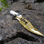 Valorant Sovereign Folding Pocket Knife – Luxury Mirror Gold & White Tactical EDC Collectible Toy Model with Spinning Energy Core