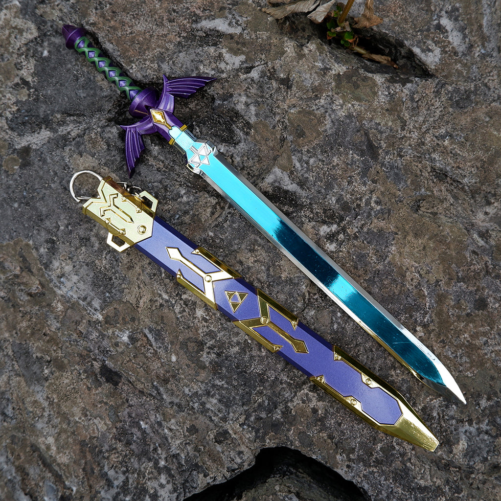 The Legend of Zelda Master Sword Replica – Mirror Blue Blade & Purple Scabbard | Metal Triforce Collectible