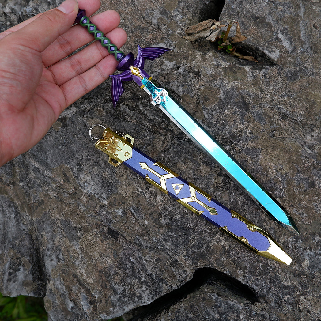 The Legend of Zelda Master Sword Replica – Mirror Blue Blade & Purple Scabbard | Metal Triforce Collectible