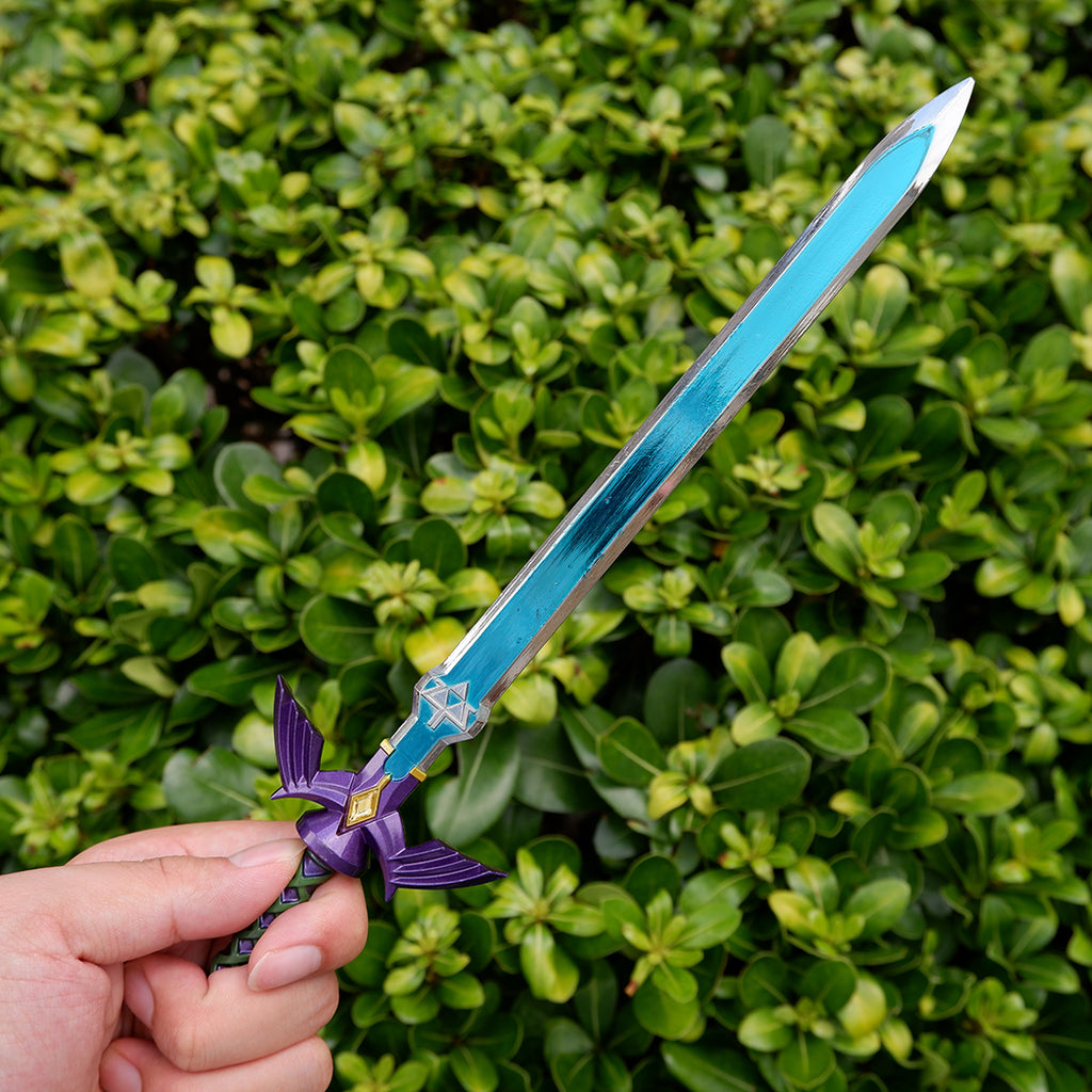 The Legend of Zelda Master Sword Replica – Mirror Blue Blade & Purple Scabbard | Metal Triforce Collectible
