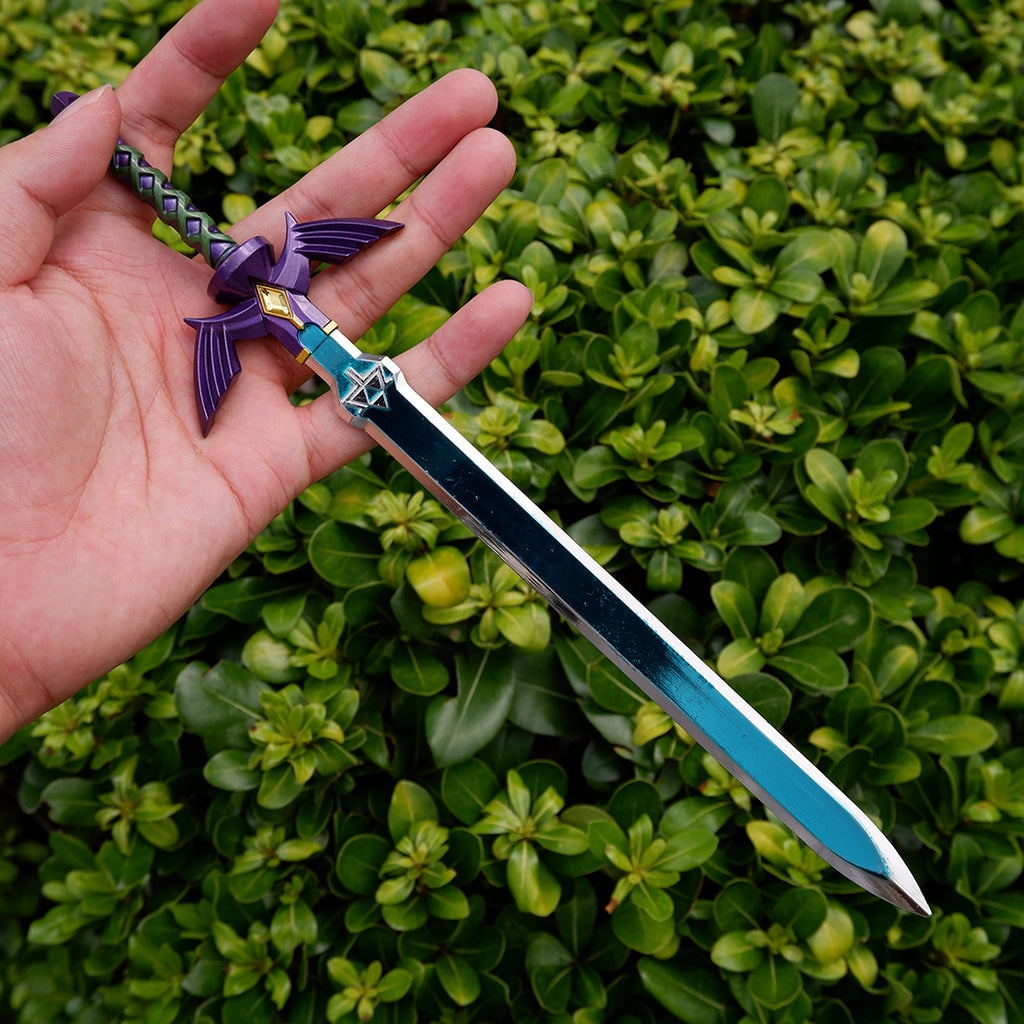 The Legend of Zelda Master Sword Replica – Mirror Blue Blade & Purple Scabbard | Metal Triforce Collectible