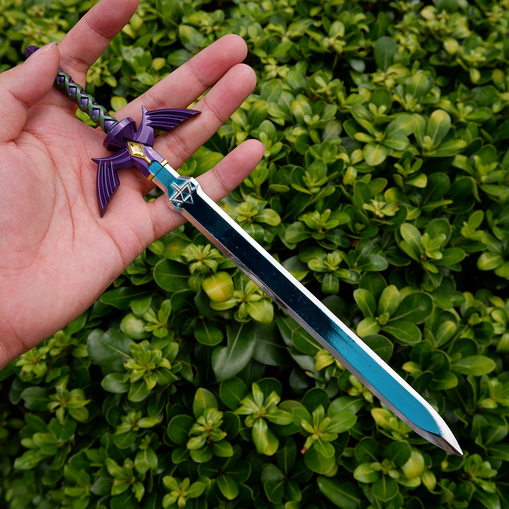 The Legend of Zelda Master Sword Replica – Mirror Blue Blade & Purple Scabbard | Metal Triforce Collectible