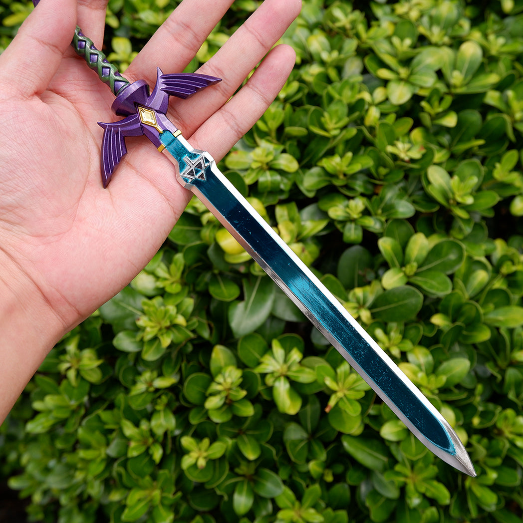 The Legend of Zelda Master Sword Replica – Mirror Blue Blade & Purple Scabbard | Metal Triforce Collectible