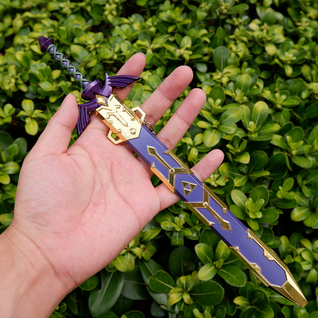 The Legend of Zelda Master Sword Replica – Mirror Blue Blade & Purple Scabbard | Metal Triforce Collectible
