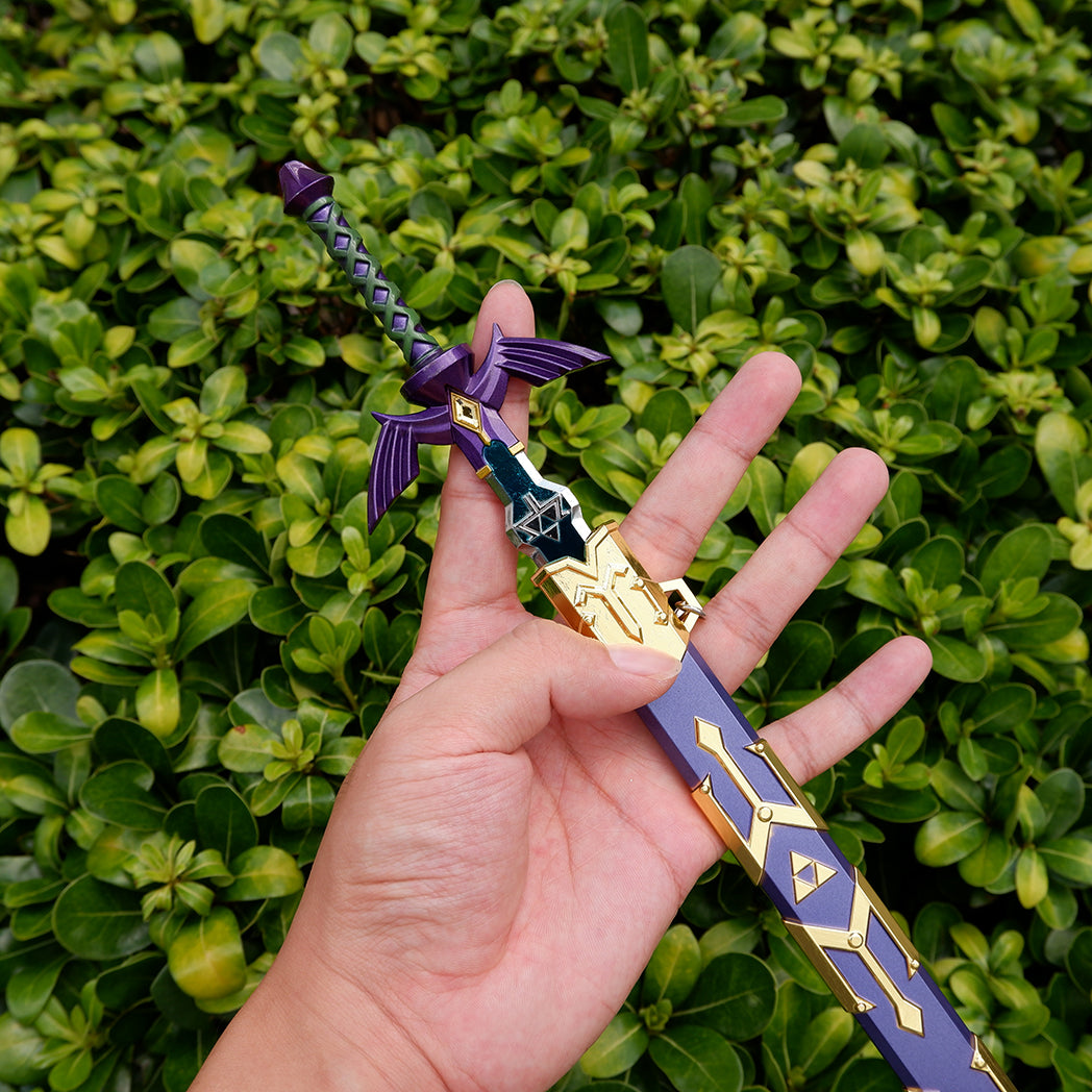 The Legend of Zelda Master Sword Replica – Mirror Blue Blade & Purple Scabbard | Metal Triforce Collectible