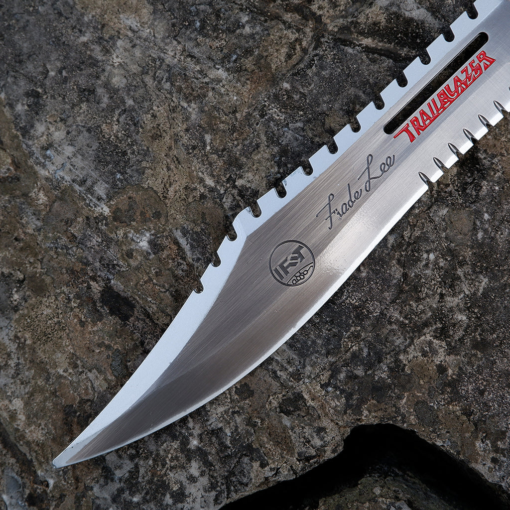 Honkai Star Rail Trailblazer Tactical Knife – Brushed Silver & Crimson Bowie Knife Replica | Metal EDC Collectible