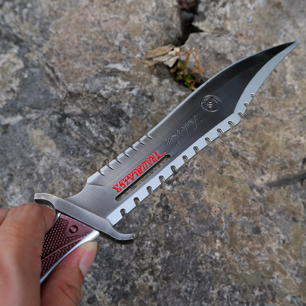 Honkai Star Rail Trailblazer Tactical Knife – Brushed Silver & Crimson Bowie Knife Replica | Metal EDC Collectible