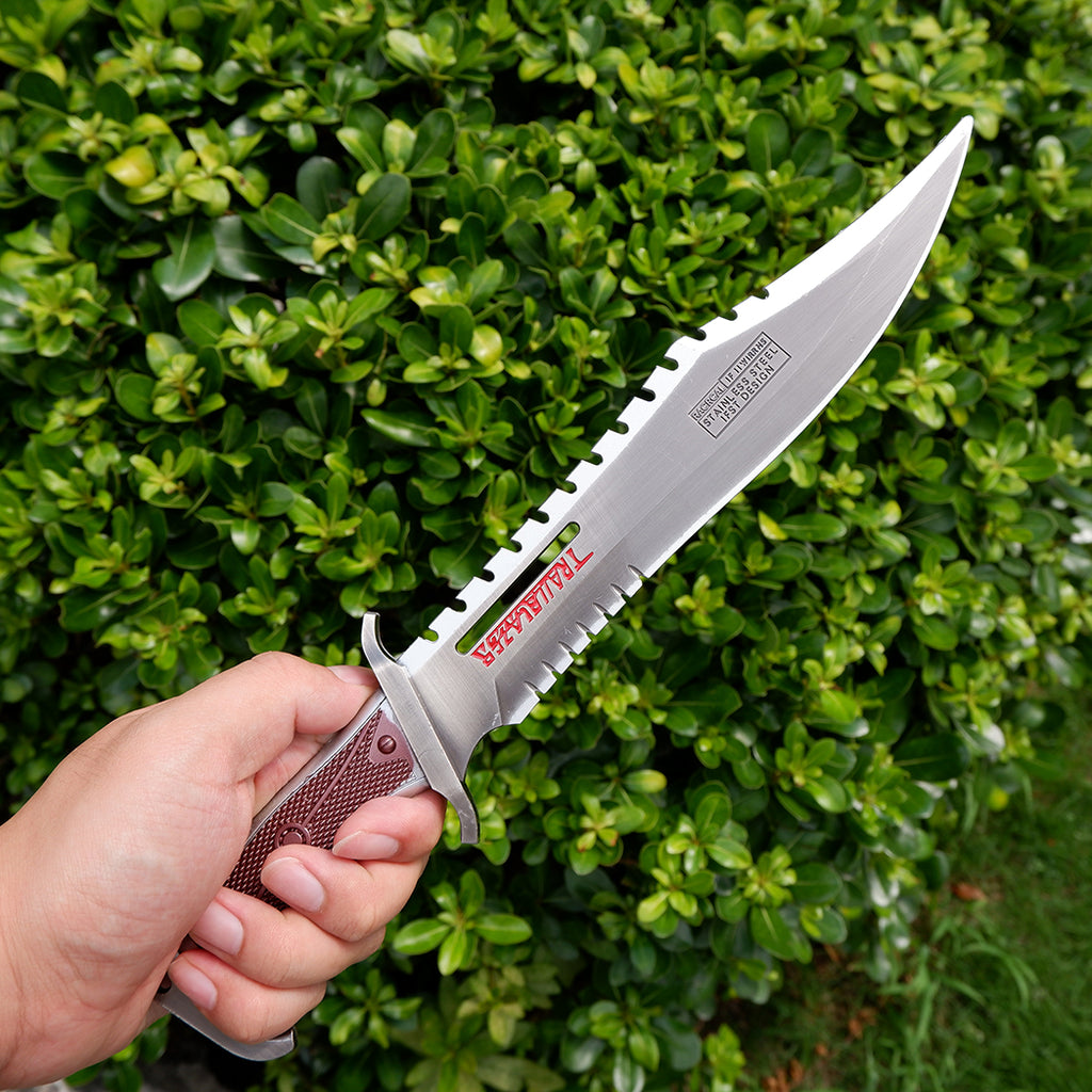Honkai Star Rail Trailblazer Tactical Knife – Brushed Silver & Crimson Bowie Knife Replica | Metal EDC Collectible