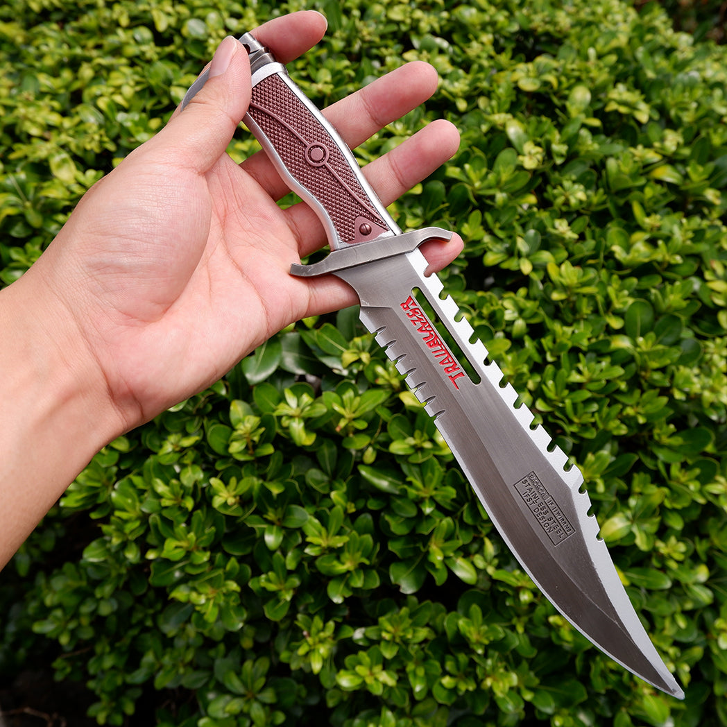 Honkai Star Rail Trailblazer Tactical Knife – Brushed Silver & Crimson Bowie Knife Replica | Metal EDC Collectible