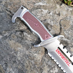 Honkai Star Rail Trailblazer Tactical Knife – Brushed Silver & Crimson Bowie Knife Replica | Metal EDC Collectible
