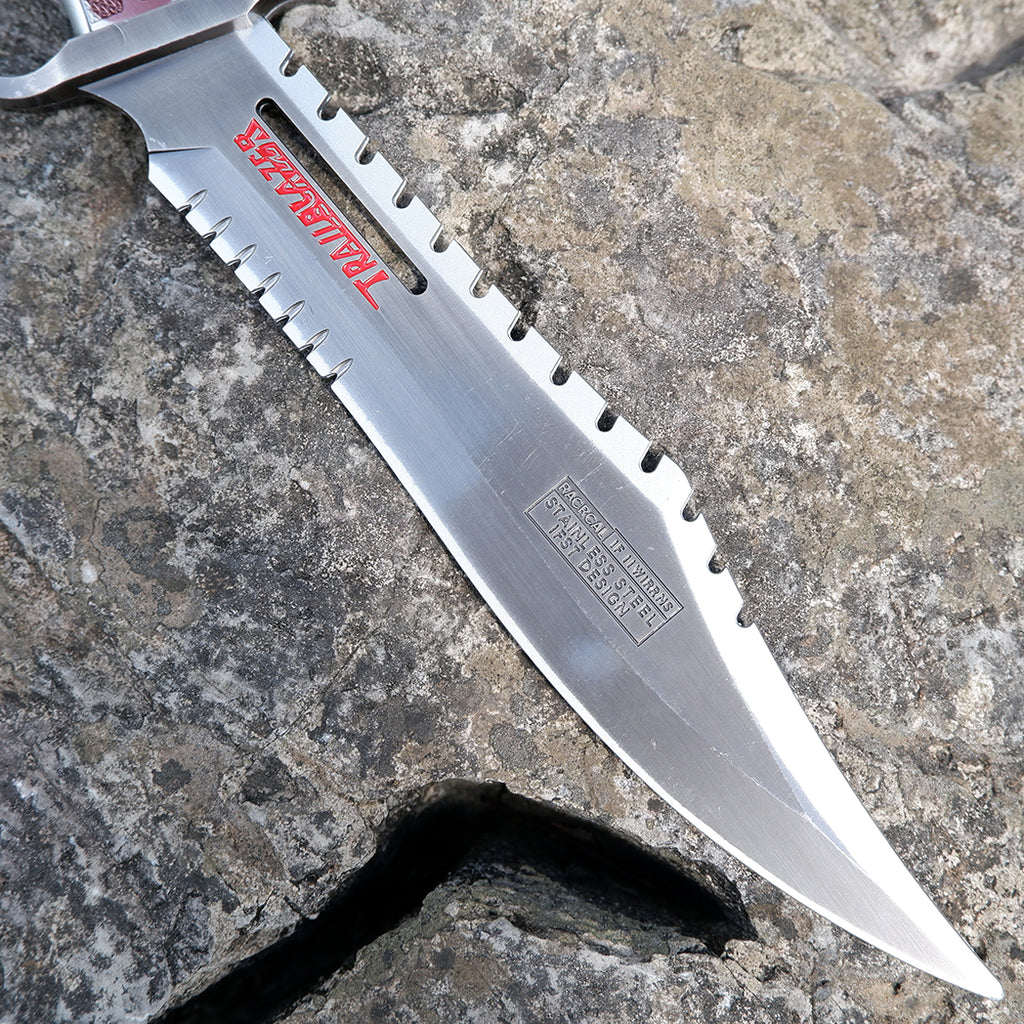 Honkai Star Rail Trailblazer Tactical Knife – Brushed Silver & Crimson Bowie Knife Replica | Metal EDC Collectible