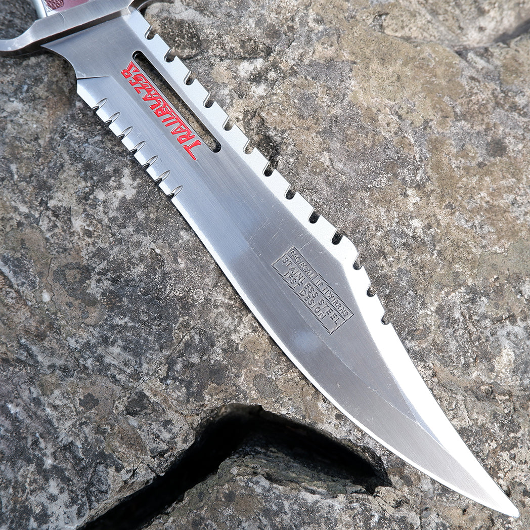 Honkai Star Rail Trailblazer Tactical Knife – Brushed Silver & Crimson Bowie Knife Replica | Metal EDC Collectible