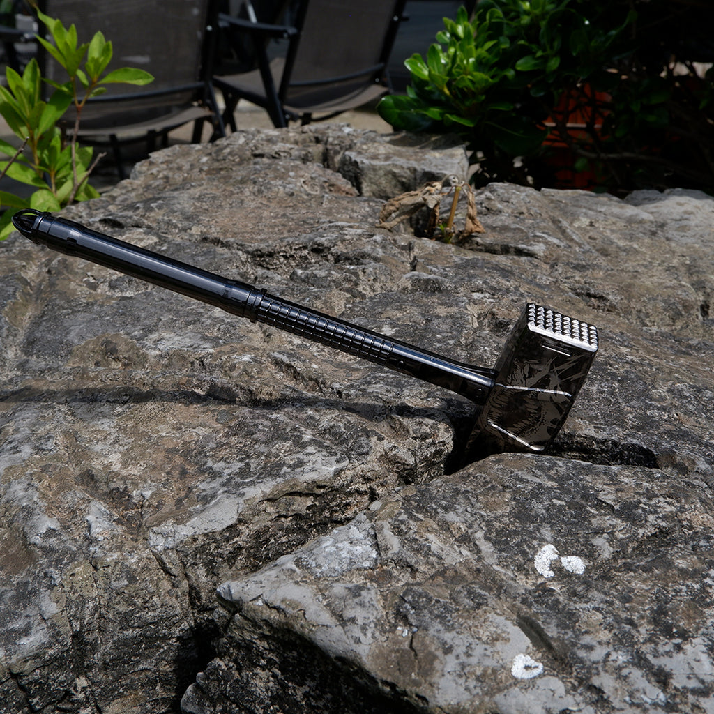 World of Warcraft Doomhammer Replica – Brushed Gunmetal Paladin Artifact with Engraved Wolf Crest | Metal Gaming Collectible