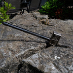 World of Warcraft Doomhammer Replica – Brushed Gunmetal Paladin Artifact with Engraved Wolf Crest | Metal Gaming Collectible