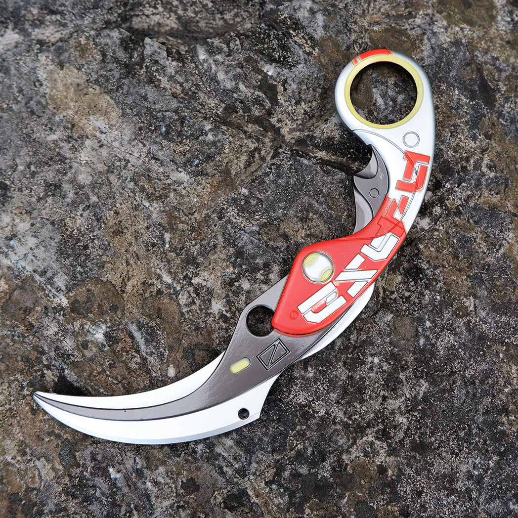 Valorant Ion Karambit Metal Knife Replica – Sci-Fi Blunt Blade | Gaming Cosplay Prop Collectible