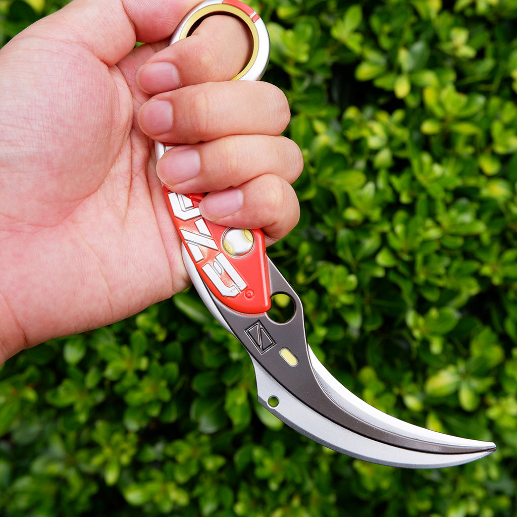 Valorant Ion Karambit Metal Knife Replica – Sci-Fi Blunt Blade | Gaming Cosplay Prop Collectible