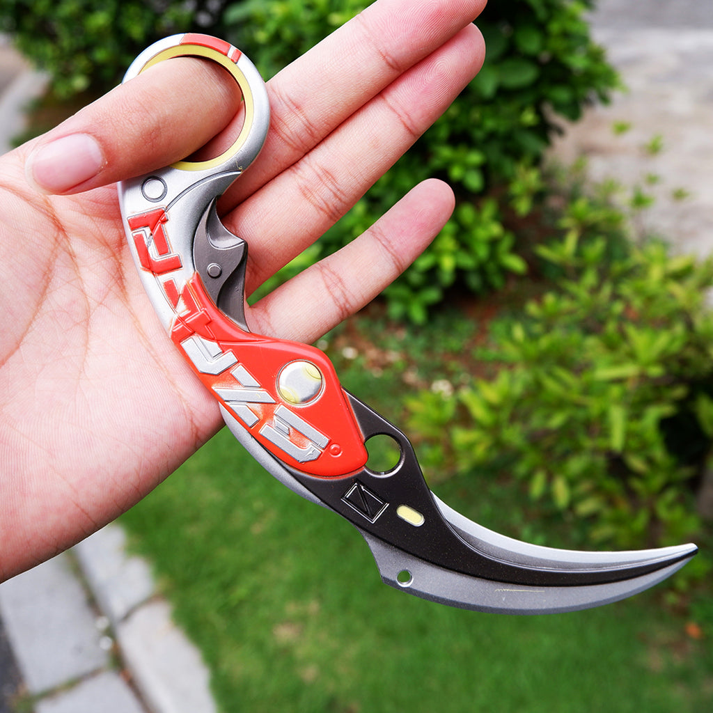Valorant Ion Karambit Metal Knife Replica – Sci-Fi Blunt Blade | Gaming Cosplay Prop Collectible