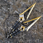 Valorant Fade Boundless Envy Dagger – Luxury Gold & Gunmetal Metal Kunai Replica with Fidget Chains & Engraved Script