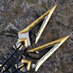 Valorant Fade Boundless Envy Dagger – Luxury Gold & Gunmetal Metal Kunai Replica with Fidget Chains & Engraved Script