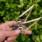 Valorant Fade Boundless Envy Dagger – Luxury Gold & Gunmetal Metal Kunai Replica with Fidget Chains & Engraved Script