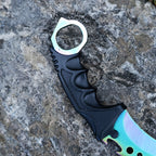 CS2 Karambit Metal Knife Replica – Rainbow Marble Fade | Gaming Cosplay Prop Blunt Blade Collectible