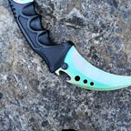CS2 Karambit Metal Knife Replica – Rainbow Marble Fade | Gaming Cosplay Prop Blunt Blade Collectible