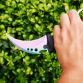 CS2 Karambit Metal Knife Replica – Rainbow Marble Fade | Gaming Cosplay Prop Blunt Blade Collectible