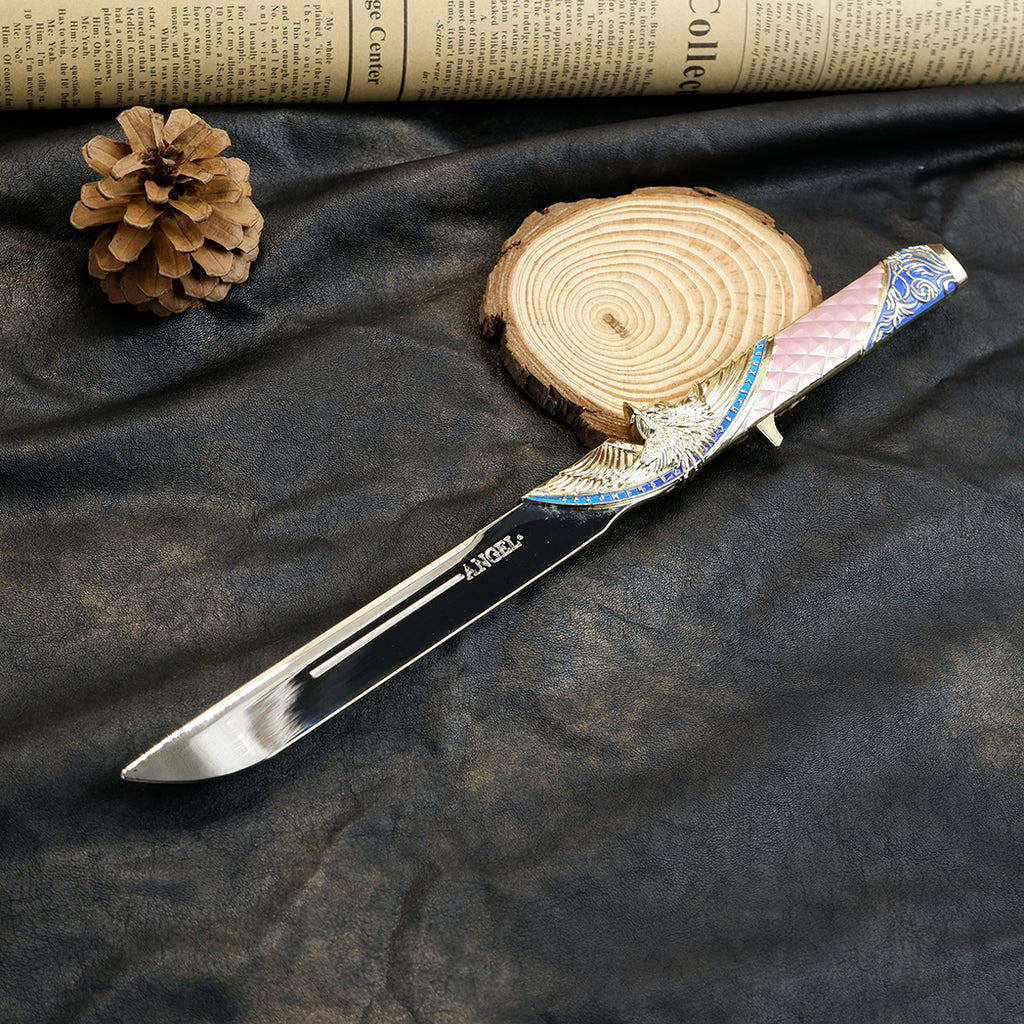 Valorant Champions Angel Knife 22cm Metal Replica with Glacier Stand – Zinc Alloy Gold or Black Angel Wing Dagger Collectible