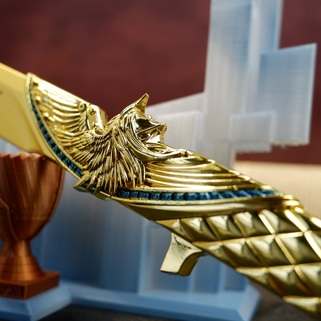Valorant Champions Angel Knife 22cm Metal Replica with Glacier Stand – Zinc Alloy Gold or Black Angel Wing Dagger Collectible