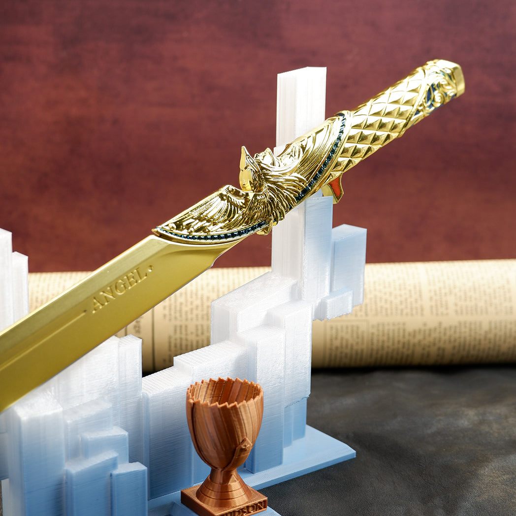 Valorant Champions Angel Knife 22cm Metal Replica with Glacier Stand – Zinc Alloy Gold or Black Angel Wing Dagger Collectible
