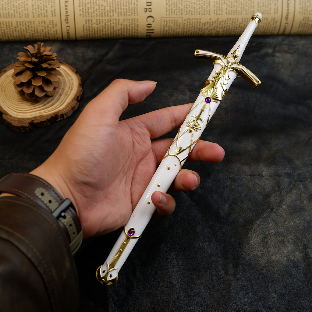Sword Art Online Asuna Lambent Light Rapier 22cm Metal Replica with Scabbard & Stand – Zinc Alloy Gold SAO Collectible