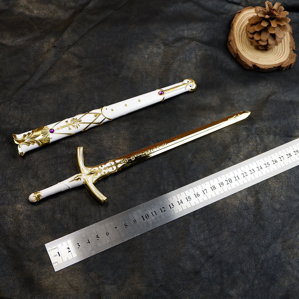 Sword Art Online Asuna Lambent Light Rapier 22cm Metal Replica with Scabbard & Stand – Zinc Alloy Gold SAO Collectible