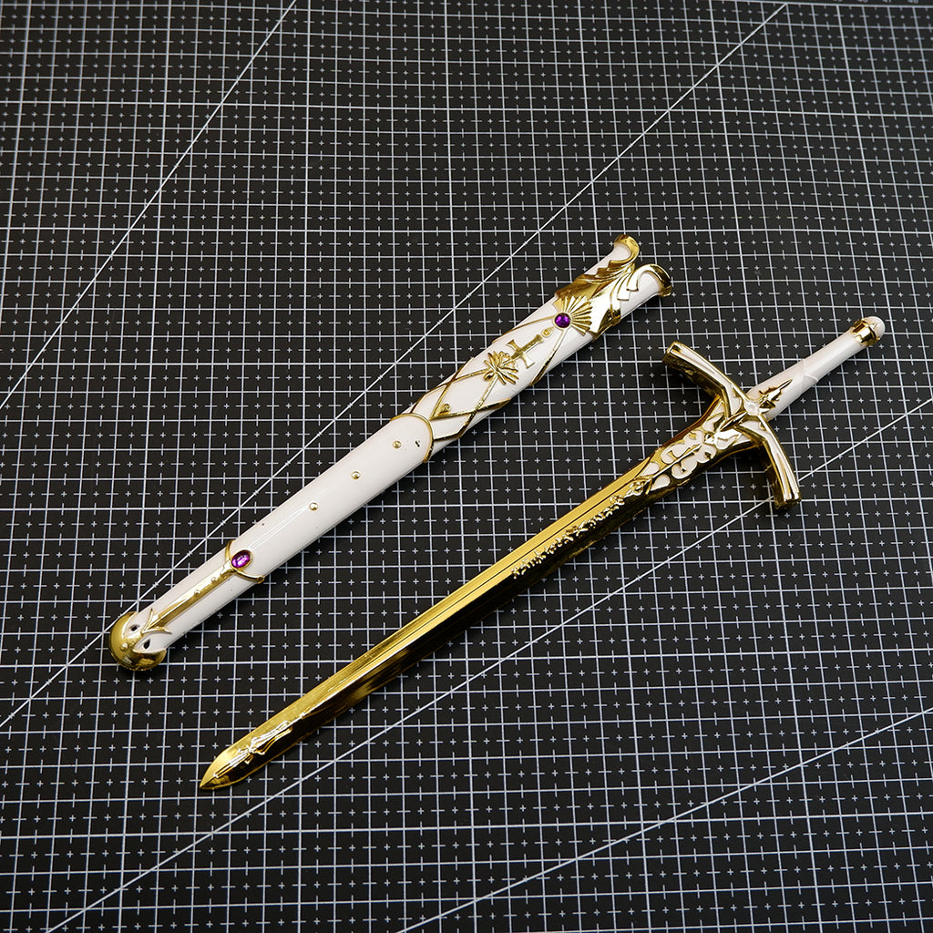 Sword Art Online Asuna Lambent Light Rapier 22cm Metal Replica with Scabbard & Stand – Zinc Alloy Gold SAO Collectible