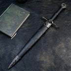 The Witcher 3 Geralt Steel Sword 22cm Metal Replica with Scabbard & Stand – Zinc Alloy Wolf Medallion Pommel Collectible