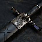 The Witcher 3 Geralt Steel Sword 22cm Metal Replica with Scabbard & Stand – Zinc Alloy Wolf Medallion Pommel Collectible