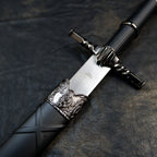 The Witcher 3 Geralt Steel Sword 22cm Metal Replica with Scabbard & Stand – Zinc Alloy Wolf Medallion Pommel Collectible